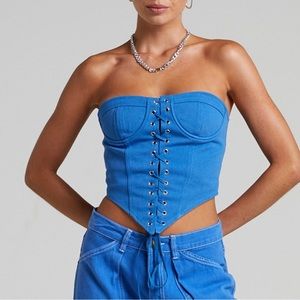 Showpo lioness east gate corset in blue